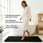 RUN HELIX Bathroom Rugs Set 2 Piece Memory Foam Bath Rugs Non-Slip Bath Mat,Washable Room Mats,Absorbent Shaggy Rug Super Soft Kitchen Mats, Batroom Carpets for Bathroom,Tub,Shower Home Decor（Black） - Image 5