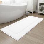 SHACOS Large Soft Bathroom Rugs 24"x60" Bath Runners Non Slip Washable Absorbent Bath Mats Carpets Bathroom Tub Double Sink Vanity Floor Mats, White 2'x5'