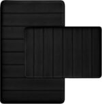 RUN HELIX Bathroom Rugs Set 2 Piece Memory Foam Bath Rugs Non-Slip Bath Mat,Washable Room Mats,Absorbent Shaggy Rug Super Soft Kitchen Mats, Batroom Carpets for Bathroom,Tub,Shower Home Decor（Black）