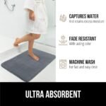 GORILLA GRIP Memory Foam Bath Rugs, Soft Absorbent Velvet Bathroom Mats, Durable Dots on Underside, Machine Washable Bathmat, Carpet Rug Room Decor for Shower Floor, 24x17 Mat, Graphite Gray - Image 6