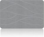 Stone Bath Mat Diatomaceous Earth Shower Mat Non-Slip Super Absorbent Diatomite Stone Bath Mats for Bathroom Floor Quick Drying Natural Easy to Clean(23.6''×15.4" Gray)
