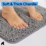 GORILLA GRIP Bath Rug Mat, Thick Soft Absorbent Chenille, Quick Dry Microfiber Mats, Rubber Backing Washable Shower Floor Rugs, US Designed Bathroom Bathmat Home Decor Accessories, 24x17, Grey - Image 4