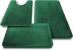Clara Clark 3 Piece Bathroom Rugs Bath Mat Set, Velvet Memory Foam Bath Mats for Bathroom - Non-Slip, PVC Backing Bath Rugs, Washable - Dries Quickly, Green - Image 8