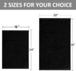 RUN HELIX Bathroom Rugs Set 2 Piece Thick Chenille Bath Mats, Soft Quick Dry Plush Absorbent Bath Rugs with Non-Slip PVC Backing, 32x20+24x16 Inch Black - Image 3