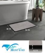 MontVoo -Bath Mat-Rubber Backing Non SlipThin Bathroom Rugs Fit Under Door- Quick Dry Absorbent Faux Suede Surface Grey Bathroom Floor Mats-Shower Rug for in Front of Bathtub Shower Gray 16x24 - Image 2
