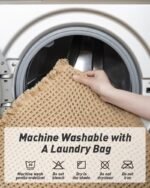 AMOAMI Upgraded Waffle Bath Mat, Super Absorbent Non Slip Bath Mats for Bathroom Floor, Machine Washable Bathroom Rugs with Tassels, Rubber Backed Bathroom Mats, Ultra Soft, 17" x 24", Brown - Image 6