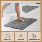 GORILLA GRIP Bath Rug Mat, Thick Soft Absorbent Chenille, Quick Dry Microfiber Mats, Rubber Backing Washable Shower Floor Rugs, US Designed Bathroom Bathmat Home Decor Accessories, 24x17, Grey - Image 6