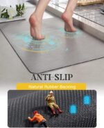 MontVoo -Bath Mat-Rubber Backing Non SlipThin Bathroom Rugs Fit Under Door- Quick Dry Absorbent Faux Suede Surface Grey Bathroom Floor Mats-Shower Rug for in Front of Bathtub Shower Gray 16x24 - Image 6