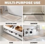 Non Slip Bath Mat, Rubber Backing Ultra Thin Bathroom Rugs Fit Under Door Quick Dry Super Absorbent Washable Bath Rug Shower Mat for Bathroom Floor Bathtub Shower Sink, Easy Care Beige 16"x 24" - Image 9