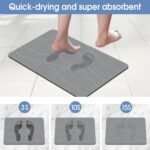Stone Bath Mat Diatomaceous Earth Shower Mat Non-Slip Super Absorbent Diatomite Stone Bath Mats for Bathroom Floor Quick Drying Natural Easy to Clean(23.6''×15.4" Gray) - Image 4