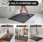 Bathroom Rugs Non Slip, Super Absorbent Quick Dry Bath Mats for Bathroom, Foam Weave Texture Thin Bath Rugs Washable with Rubber Backing Fit Under Door Outside Shower,16" x 24“ - Image 8