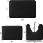 HUXMEYSON Bathroom Rugs Sets 3 Piece, Ultra Soft Velvet Memory Foam Bath Rugs, Non-Slip & PVC Backing Bathroom Mat Set, Washable Quick Dry Bath Rug - Black - Image 2