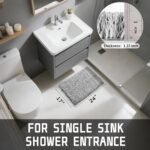 Yimobra Bathroom Rugs Non Slip Washable, Ultra Soft and Water Absorbent Bath Mats, Plush Fluffy Shower Mat Outside, Microfiber Thick Matts for Bathroom Floor/Sink, 24x17, Light Gray and White - Image 6