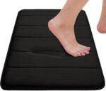 Bathroom Rugs Set Memory Foam Bath Rugs Non-Slip Bath Mat Set 3 Piece,Washable Bathroom Mats,Absorbent Shaggy Rugs Super Soft U-Shaped Toilet Rug,Bahroom Carpets for Bathroom,Tub,Shower（Black） - Image 4