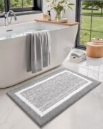 Color&Geometry Simple and Stylish Large Bath Mats for Bathroom Non Slip, 24"x36" Gray Bathroom Rugs, Absorbent, Soft, Washable, Microfiber Bath Rug Shower Mat - Image 4
