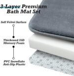HUXMEYSON Bathroom Rugs Sets 3 Piece, Non-Slip & Quick Dry Bath Mat Set, Ultra Soft Velvet Bath Rugs for Bathroom, Toilet and Shower Floor, Grey - Image 8