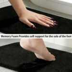 Black Bathroom Rug Set Memory Foam Bath Mats 3 Piece with Toilet Mats, Soft & Supportive, Shock Absorbing, Water Absorbent, Non-Slip Bath Rugs, Machine Washable, Area Rug, Home Decor Accessories - Image 8