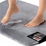 GORILLA GRIP Memory Foam Bath Rugs, Soft Absorbent Velvet Bathroom Mats, Durable Dots on Underside, Machine Washable Bathmat, Carpet Rug Room Decor for Shower Floor, 24x17 Mat, Graphite Gray