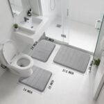 Yimobra Memory Foam Bath Mat Set 3 Pieces- Super Soft Absorbent Quick Dry Bathroom Rug Sets, Machine Washable Non Slip Floor Carpet for Tub Shower, Vanity & Toilet Base, Gray - Image 2