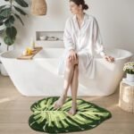 LUMI Cute Bathroom Rugs with Green Leaf Plant, Soft, Fluffy, Plush, Absorbent, Quick Dry, Non Slip, Machine Washable for Shower Floor, Bathroom, Bedroom,Kids Room, 23.5"x31.5", Monstera - Image 4