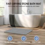 Stone Bath Mat Diatomaceous Earth Shower Mat Non-Slip Super Absorbent Diatomite Stone Bath Mats for Bathroom Floor Quick Drying Natural Easy to Clean(23.6''×15.4" Gray) - Image 3