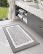 Color&Geometry Simple and Stylish Large Bath Mats for Bathroom Non Slip, 24"x36" Gray Bathroom Rugs, Absorbent, Soft, Washable, Microfiber Bath Rug Shower Mat - Image 3