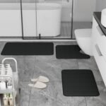 Bathroom Rugs Set Memory Foam Bath Rugs Non-Slip Bath Mat Set 3 Piece,Washable Bathroom Mats,Absorbent Shaggy Rugs Super Soft U-Shaped Toilet Rug,Bahroom Carpets for Bathroom,Tub,Shower（Black） - Image 6