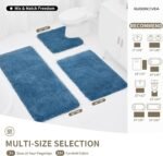 Bathroom Rugs Non Slip Washable, Ultra Thick Soft Microfiber Absorbent Bath Mats, High Density Foam Latex Non Slip Backing Bath Rugs, Fluffy Floor Carpet for Tub&Shower 24x17, Blue - Image 2