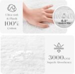 Madison Park Splendor Reversible 100% Cotton Tufted Bathroom Rug-3000 GSM Hotel Quality Luxurious Plush Medium Pile Bath Mat Absorbent, Quick Dry, Shower Room Décor, 21x34, White - Image 3