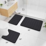 Buganda Memory Foam Bath Mat, 30" x 20", Ultra Soft and Non-Slip Bathroom Rugs, Water Absorbent and Machine Washable Bath Rug for Bathroom, Shower, and Tub, Black - Image 3