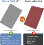Stone Bath Mat Diatomaceous Earth Shower Mat Non-Slip Super Absorbent Diatomite Stone Bath Mats for Bathroom Floor Quick Drying Natural Easy to Clean(23.6''×15.4" Gray) - Image 6