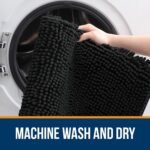 OLANLY Black Bathroom Rug 30x20, Extra Soft Absorbent Chenille Bath Rugs, Rubber Backing Quick Dry, Machine Washable Bath Mats for Bathroom Floor, Tub and Shower, Home Decor Accessories - Image 5
