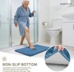 Bathroom Rugs Non Slip Washable, Ultra Thick Soft Microfiber Absorbent Bath Mats, High Density Foam Latex Non Slip Backing Bath Rugs, Fluffy Floor Carpet for Tub&Shower 24x17, Blue - Image 5