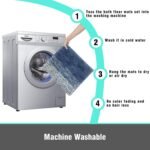 Vaukki Luxury Soft Bathroom Rugs Set of 2, Non Slip Washable Plush Bath Floor Mats, Microfiber Shaggy Absorbent Striped Bath Carpet for Tub, Bathroom and Shower (18''x26''+20''x32'', Blue) - Image 5