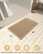 AMOAMI Upgraded Waffle Bath Mat, Super Absorbent Non Slip Bath Mats for Bathroom Floor, Machine Washable Bathroom Rugs with Tassels, Rubber Backed Bathroom Mats, Ultra Soft, 17" x 24", Brown - Image 2