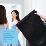 RUN HELIX Bathroom Rugs Set 2 Piece Thick Chenille Bath Mats, Soft Quick Dry Plush Absorbent Bath Rugs with Non-Slip PVC Backing, 32x20+24x16 Inch Black - Image 5