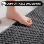 Bathroom Rugs Non Slip, Super Absorbent Quick Dry Bath Mats for Bathroom, Foam Weave Texture Thin Bath Rugs Washable with Rubber Backing Fit Under Door Outside Shower,16" x 24“ - Image 5