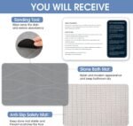 Stone Bath Mat Diatomaceous Earth Shower Mat Non-Slip Super Absorbent Diatomite Stone Bath Mats for Bathroom Floor Quick Drying Natural Easy to Clean(23.6''×15.4" Gray) - Image 7