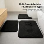 Black Bathroom Rug Set Memory Foam Bath Mats 3 Piece with Toilet Mats, Soft & Supportive, Shock Absorbing, Water Absorbent, Non-Slip Bath Rugs, Machine Washable, Area Rug, Home Decor Accessories - Image 3