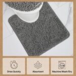 GORILLA GRIP Bathroom Rug Sets, Soft Chenille 2 Piece Area Rugs Set, Toilet Base Mat and 30x20 Carpet, Absorbent Microfiber Washable Mats Dry Quickly, Home Décor and Bath Room Accessories, Grey - Image 7