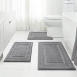 HOMEIDEAS Bathroom Rugs Sets 3 Piece, Super Soft and Absorbent Non Slip Microfiber Toilet Bath Mat with U-Shaped (Grey)