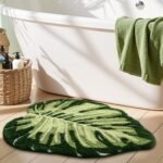 LUMI Cute Bathroom Rugs with Green Leaf Plant, Soft, Fluffy, Plush, Absorbent, Quick Dry, Non Slip, Machine Washable for Shower Floor, Bathroom, Bedroom,Kids Room, 23.5"x31.5", Monstera - Image 5