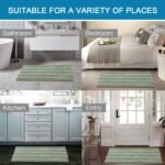 H.VERSAILTEX Sage Bathroom Rugs, Bath Mat Set of 2 Extra Thick Chenille Striped Pattern Shaggy Bath Rugs for Bath Room, Non Skid Bath Mats for Bathroom Floor (32 x 20 Plus 24 x 17 - Inches) - Image 6