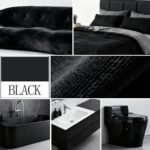 HOMEIDEAS Upgraded Bathroom Rugs Set 3 Piece, Extra Thick Absorbent Soft Memory Foam, Washable Toilet Bath Mat (Black) - Image 3