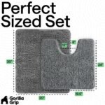 GORILLA GRIP Bathroom Rug Sets, Soft Chenille 2 Piece Area Rugs Set, Toilet Base Mat and 30x20 Carpet, Absorbent Microfiber Washable Mats Dry Quickly, Home Décor and Bath Room Accessories, Grey - Image 2