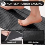 Bathroom Rugs Non Slip, Super Absorbent Quick Dry Bath Mats for Bathroom, Foam Weave Texture Thin Bath Rugs Washable with Rubber Backing Fit Under Door Outside Shower,16" x 24“ - Image 2