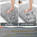 Yimobra Bathroom Rugs Non Slip Washable 36x24, Ultra Soft and Water Absorbent Bath Mats, Plush Fluffy Shower Mat Outside, Luxury Microfiber Thick Matts for Bathroom Floor/Tub, Light Gray and White - Image 9