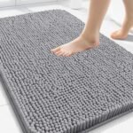 Arotive Bathroom Rugs 30x20, Extra Soft Absorbent Shaggy Chenille Bath Rugs, Machine Washable Rubber Backing Non-Slip Bath Mats for Bathroom Floor Tub and Shower, Home Decor Accessories, Grey