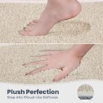 PURRUGS Bathroom Rug Non-Slip Machine Washable 20" x 30", Super Absorbent and Quick Dry Shaggy Microfiber Bath Mat, Extra Soft and Plush Bath Rug for Bathtub, Shower, and Sink, Beige - Image 3