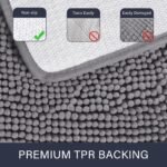 LOCHAS Luxury Bathroom Rug Shaggy Bath Mat 24 x 60 Inch, Washable Non Slip Bath Rugs for Bathroom Shower, Soft Plush Chenille Absorbent Carpets Mats, Gray - Image 5